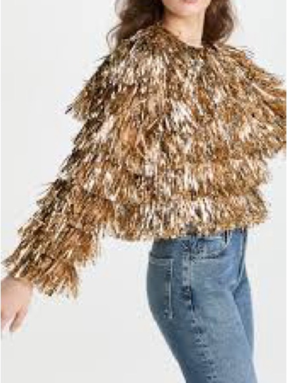 Rare- The Alice + Olivia Fawn Fringe Tinsel Jacket - size small